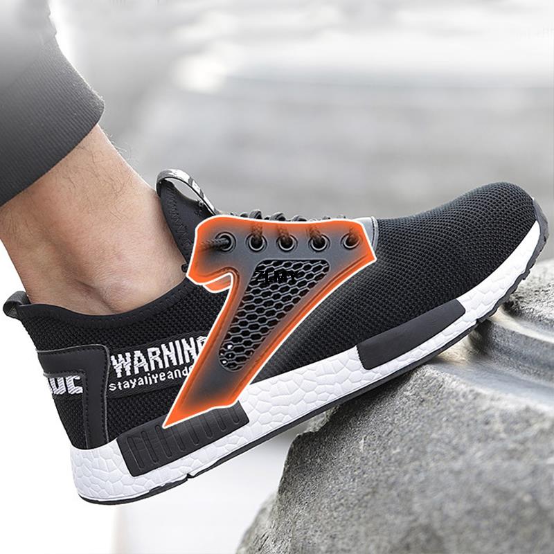 Fashion Lightweight Safety Shoes Men Steel Toe Work Shoes Anti-smash Anti-puncture Breathable Working Sneaker Male Work Safety Boots Man