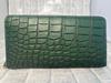 GUODI Long Wallet with Round Genuine Crocodile for Men and Zipper, Leather, Color-Dyed, Unisex, Women, LH-7645 (Cyprus Green)