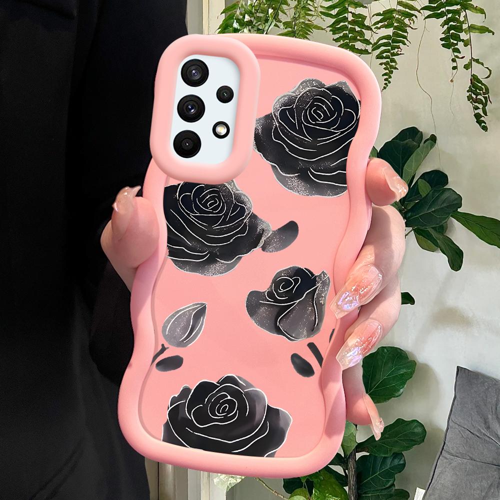 

Окрашенный узор Big Wave Edge Мягкий силиконовый материал Macaron чехол для телефона противоударный защитный резиновый чехол для Samsung Xiaomi Poco Redmi Redmi 14C 5G розовый