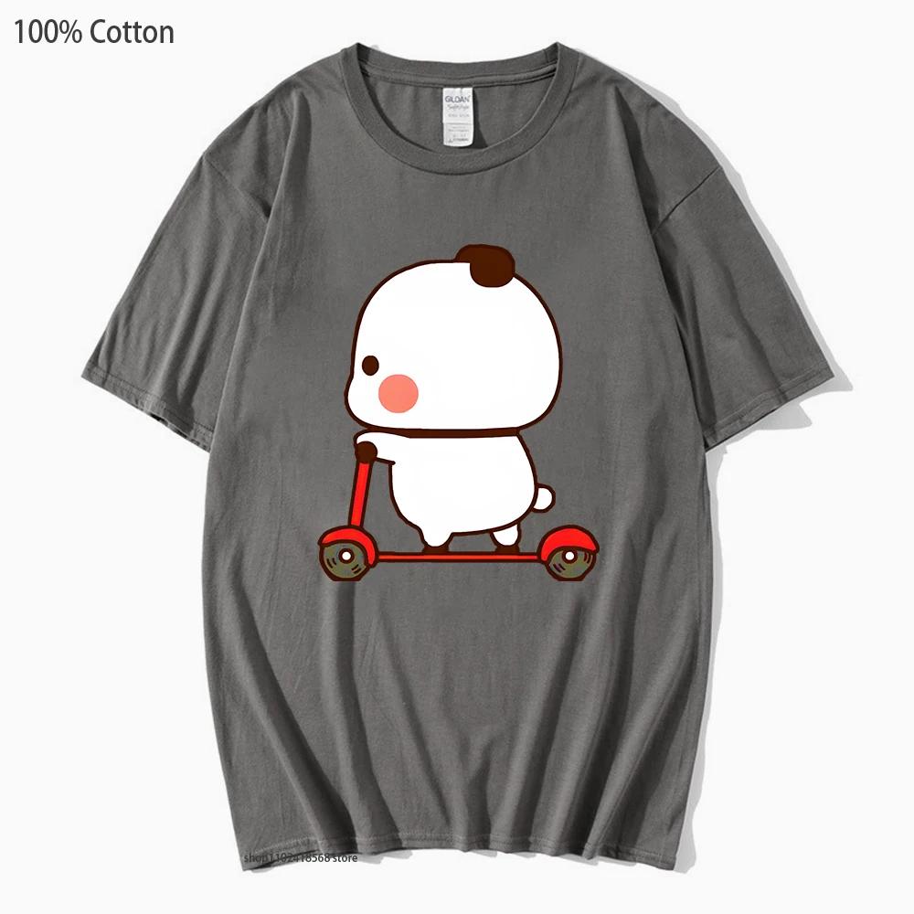 

Cute Couple Shirt Cute Bubu and Dudu Are Playing Scooter Together Graphic T-Shirts Men s Clothes Panda Bear Cotton Top 3XL