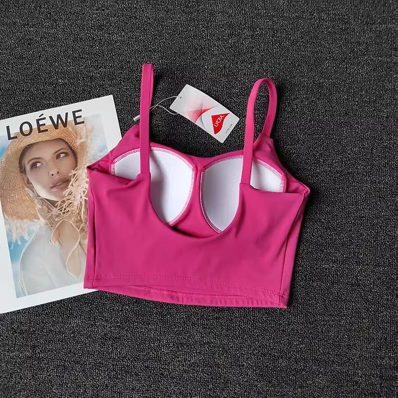 Damen Sommer Sport Tank Top mit integriertem Brustpolster, Schönes Rückendesign, Nacktes Gefühl, Stoßfeste Fitnessweste