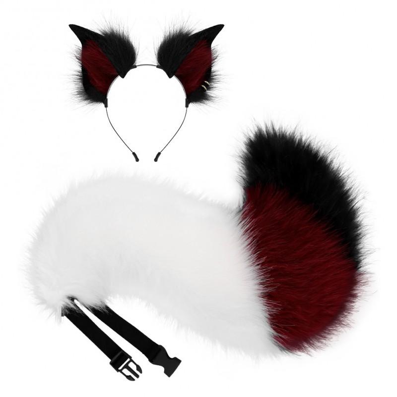 Furry Fox Ear Headband Tail Set Cosplay Costume Adult Anime Game Character Accessory