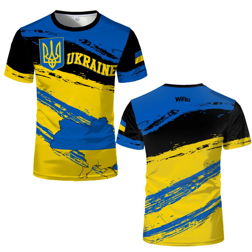 New Ukraine National Flag Graphic Jersey Summer Outdoor Sports Breathable T-shirts Men's and Women's Casual Streetwear
