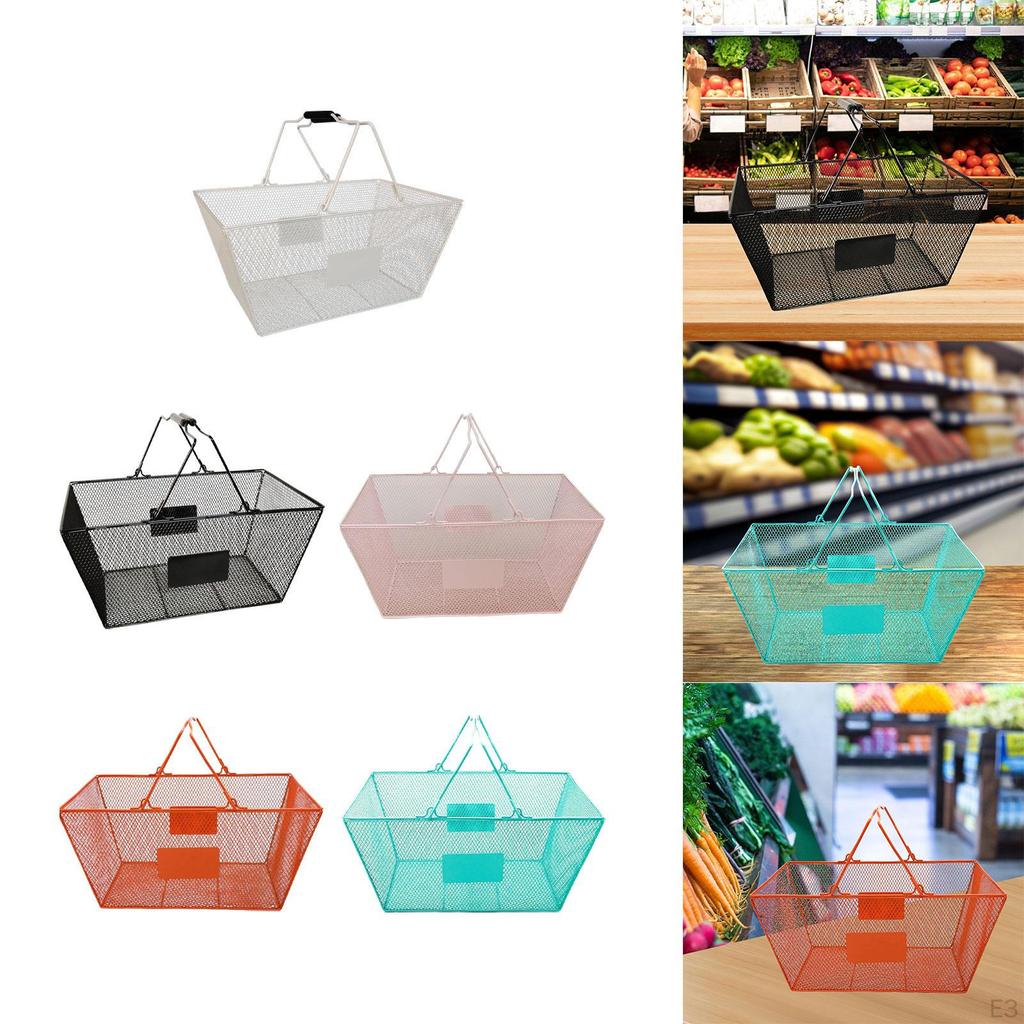 Large Capacity Hand Basket with Metal Construction for Convenience