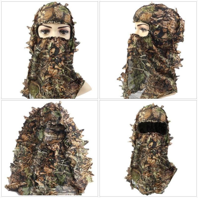 Strój ghillie Ghillie kamuflaż liściasty kapelusz 3D pełna maska nakrycia głowy turcja Camo Hunter akcesoria myśliwskie
