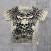European and American Men's Summer Gothic Skull Letter Print Soft and Breathable Round Neck T-shirt Outdoor Fashionable Street T