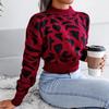 Leopard Print Knitted Crop Sweater Women Autumn Winter Long Sleeve O Neck Nipped Tops Sizes S to L