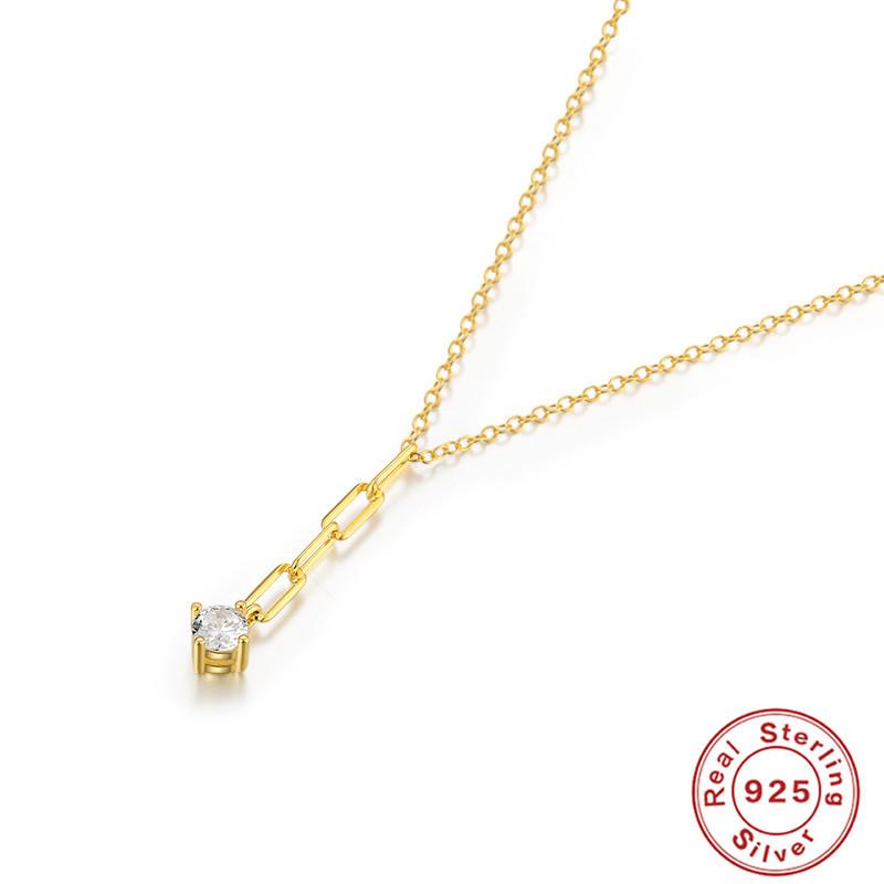 Y-Shaped Necklace S925 Sterling Silver Paperclip Diamond-Set Design Sense Simple Temperament Daily Atmospheric Wind Necklace