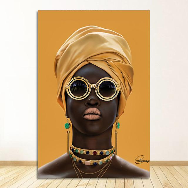 African Art Woman Canvas Painting Wall HD Picture Beauty Girl Scandinavian Posters and Prints for Living Room Home Decor Cuadros