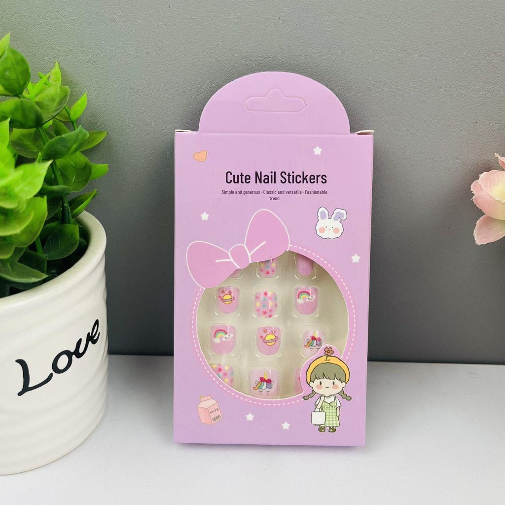 Children's Wearable Custom Nail Stickers - Cute European & American Jelly Glue Fingernail Tips