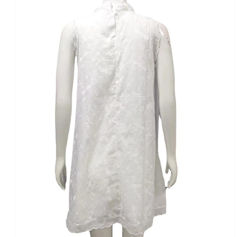 Elegant Casual Loose Sleeveless Women Dress New Plus Size Fashion Embroidery Flowers Women Vest Party A-line Mini Short Dress Ladies 1206