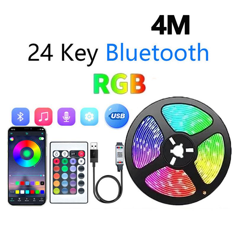 1-30M USB LED Strip Light RGB Flexible Ribbon Tape Music Sync Bluetooth APP Remote Control TV Backlight Gaming Room Party Decor