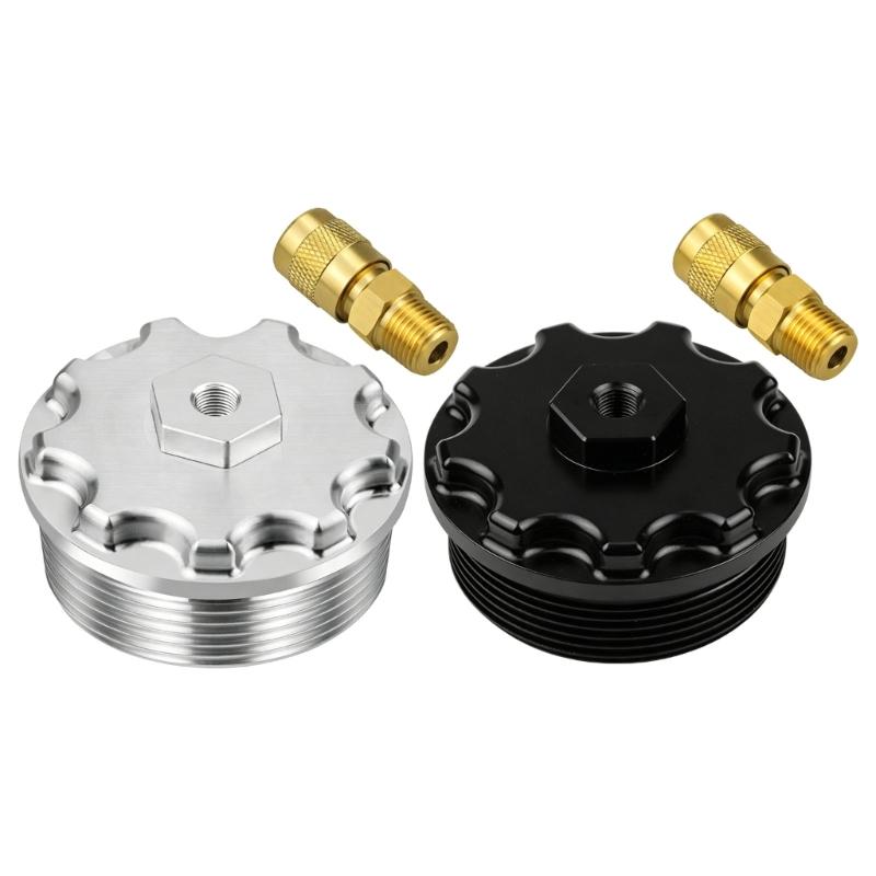 Easy Installation Fuel Filter Cap with Pressure Port for 6.0L Aluminum Filter Caps Replacement Auto Accessory