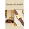 Women Rectangle Quartz Wristwatch Leather Strap Date & Minute Display Dress Daily Watch