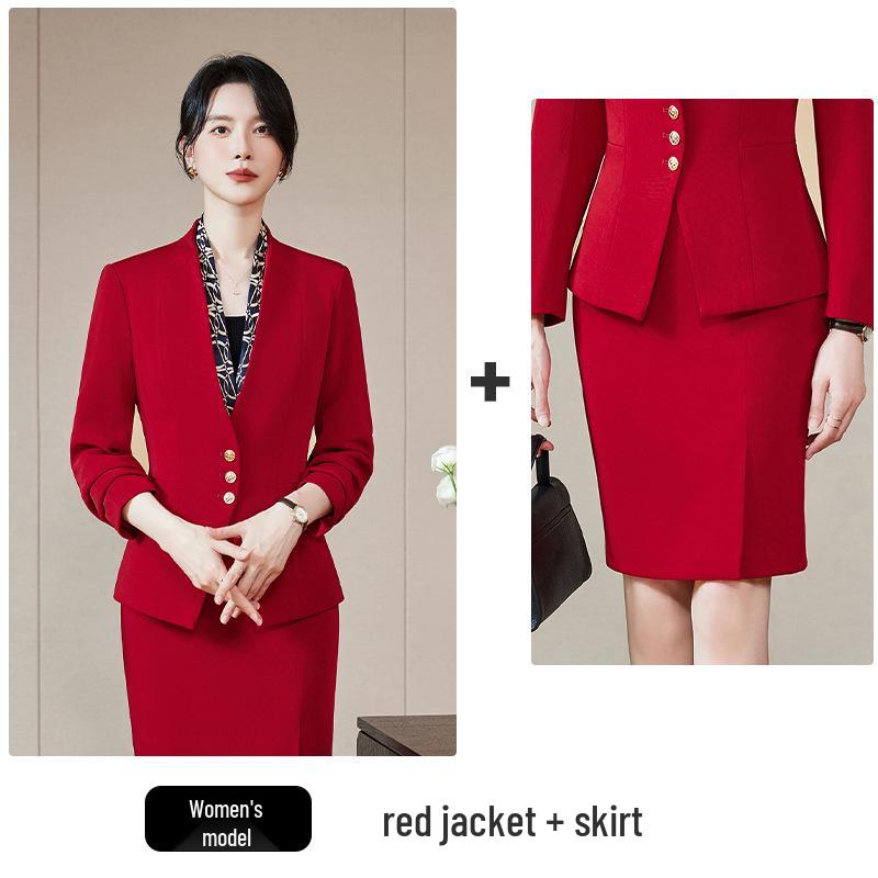 Women's Red Suit Set 2025: Elegant Autumn Formal Wear for Professional Occasions