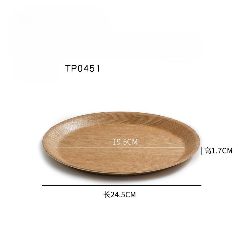 Round Solid Wood Dining Plate, Water Chestnut Wood Tray, Dessert Cake Cup, Circular Coffee, Exquisite Breakfast Tray Tableware