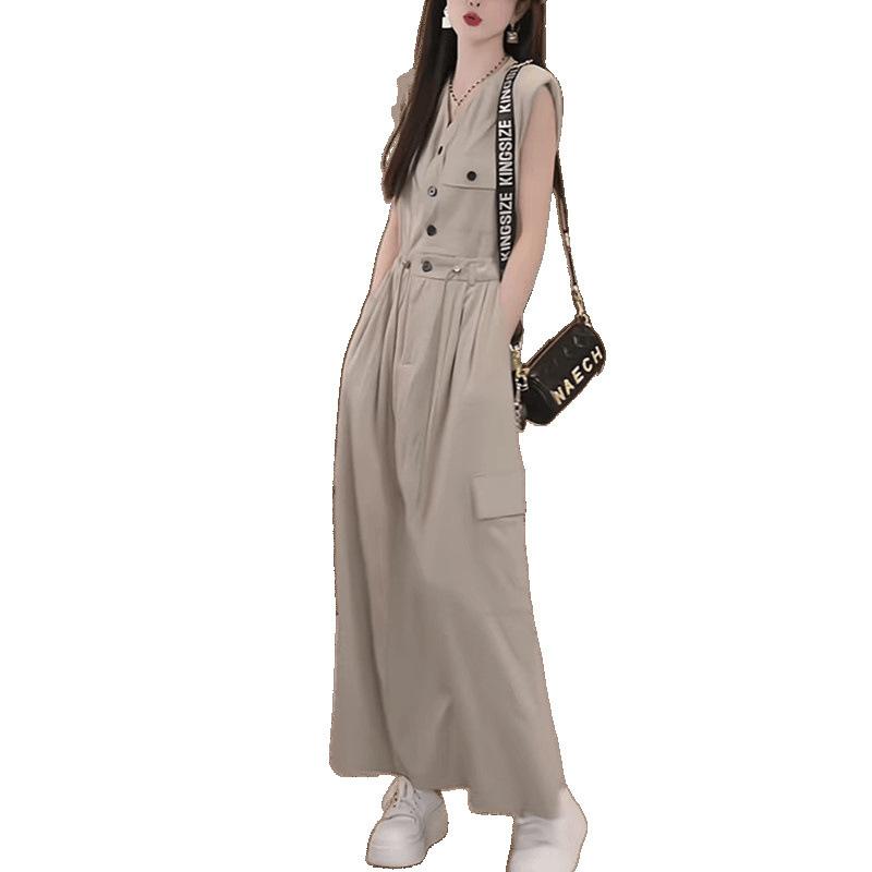 Premium Temperament Tooling Dress Women's Summer Large Size Fat Waist Drawstring Sleeveless Vest Long Skirt
