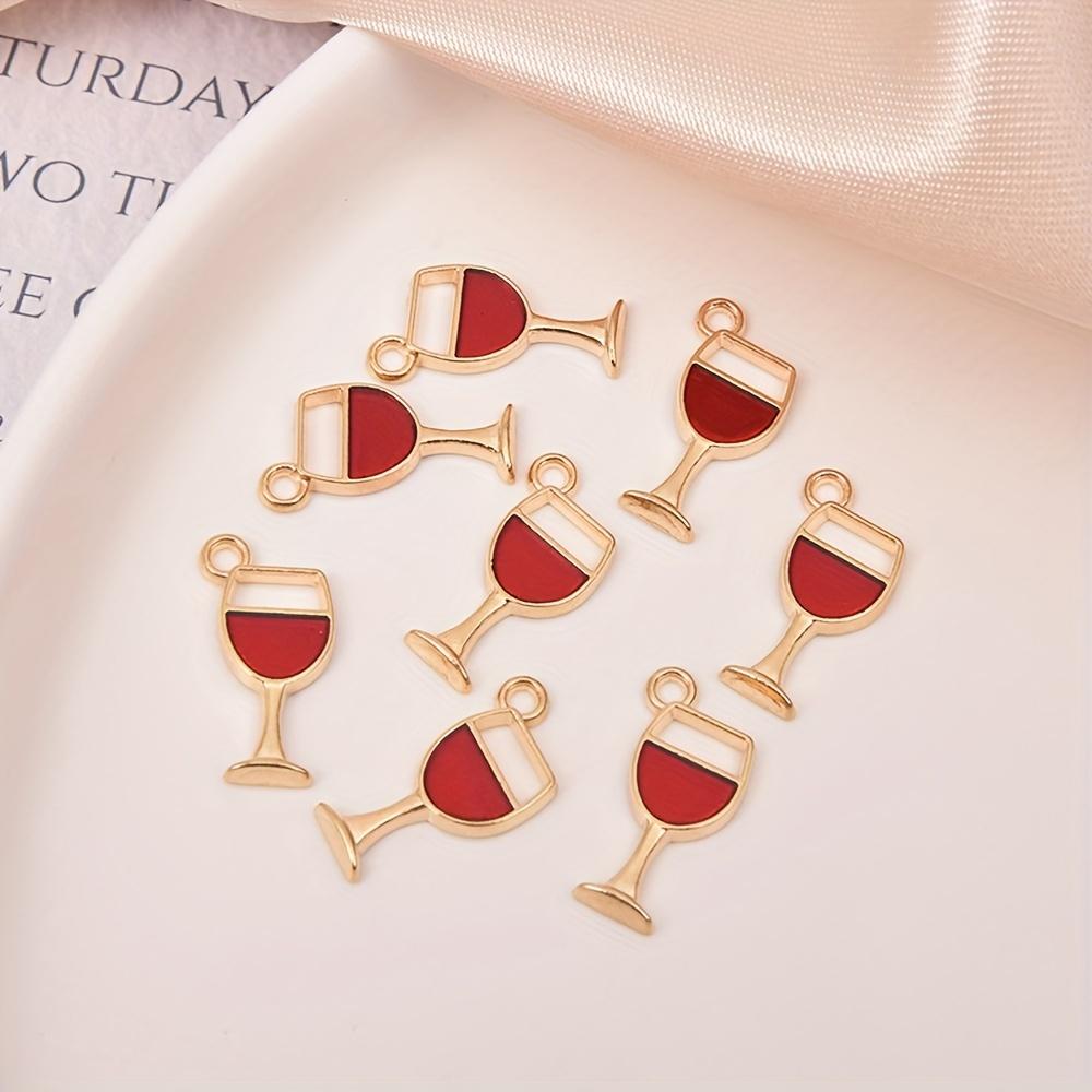 10/20/30pcs Romantic Red Mature Fashion Alloy Drip Oil High Footed Cup Small Pendant DIY Bracelet Necklace Foot Chain Pendant