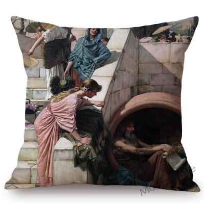 Aestheticism Master John Waterhouse Ancient Greek Myths Goddess Oil Painting Sofa Pillow Case Young Girls Linen Cushion Cover