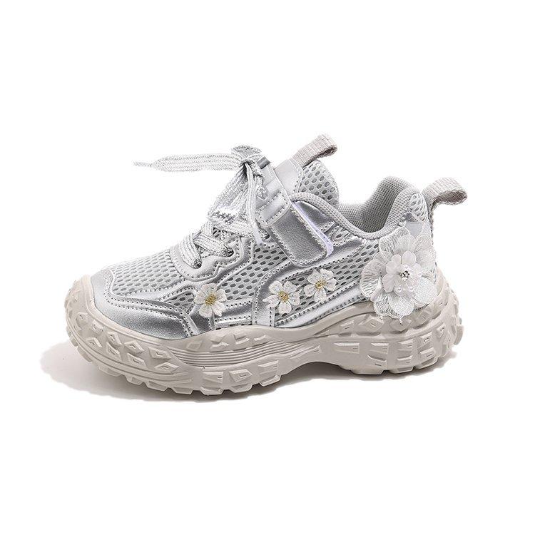 

Oxygen rat girls sneakers 2025 spring new shoes girls soft-soled dad shoes children s bows classmates 36 серебряный