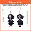 Themed Halloween Black Skull Rose Girl Four Pattern Women Acrylic Earrings