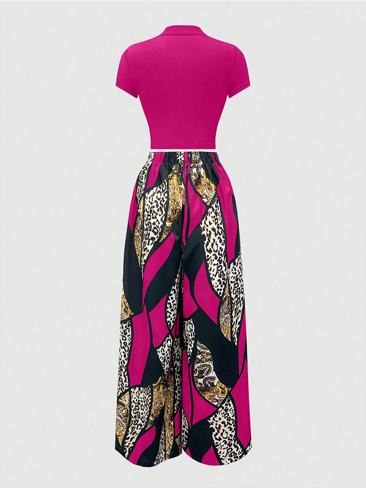 Women's Sleeveless Printed Fashion Set with Versatile Wide-Leg Pants