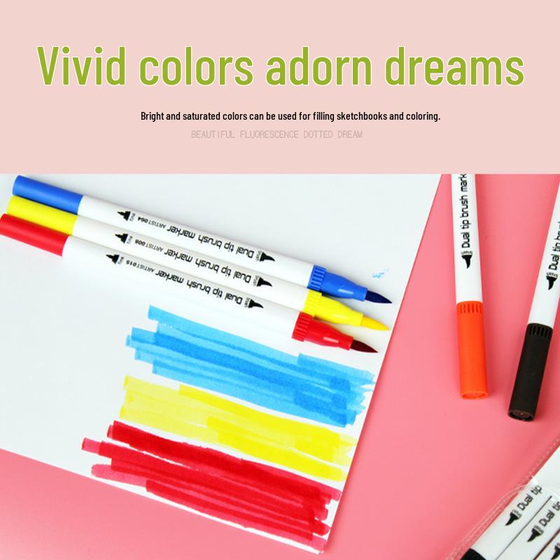 Double-Ended Fineliner & Soft Tip Watercolor Pen Set - Art Supplies for Children's Painting & Coloring