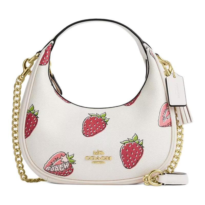 COACH CARMEN 19 brand letter logo leather shoulder handbag small size women s white белый