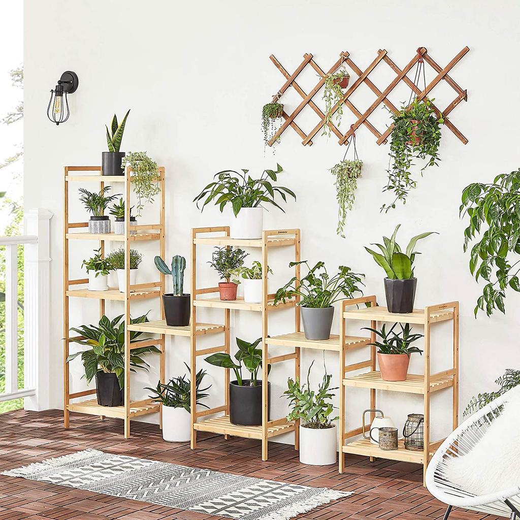 SONGMICS 3-Tier Bamboo Storage Rack for Bathroom, Kitchen, Bedroom, 45 x 31.5 x 80 cm, Natural