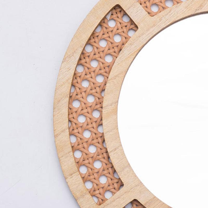 Woven Rattans Round Makeup Mirrored Innovative Art Decors Bathroom Bohemian Wall Hangings Mirrored Living Room Decorations