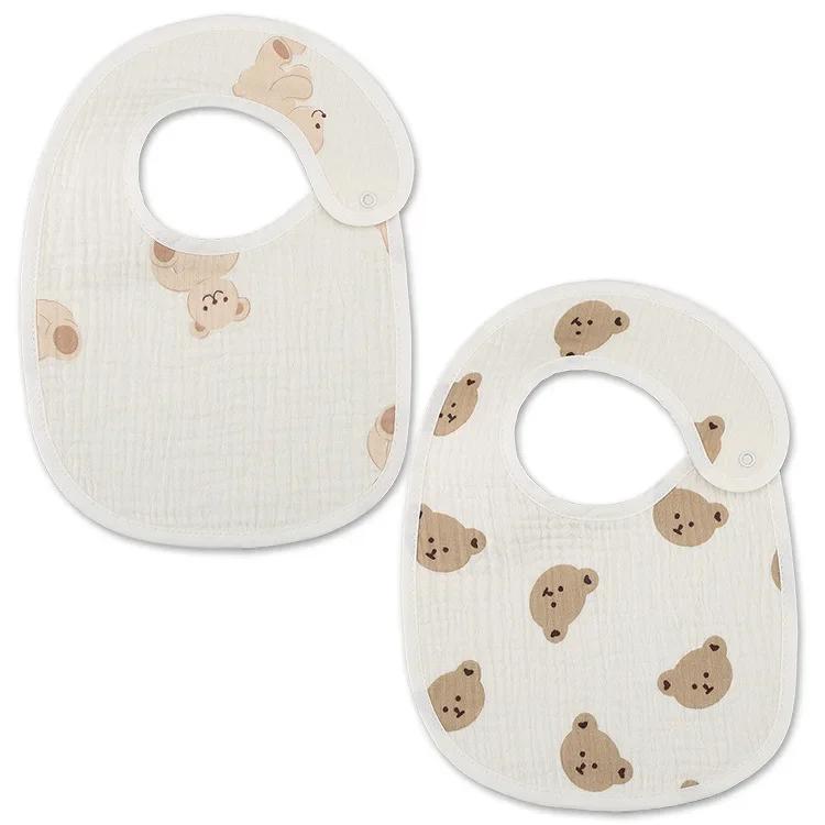 2pcs/set Cotton Baby Bibs Newborn Muslin Burp Cloths Infant Feeding Bib for Kids Boys Girls Soft Saliva Towel Baby Accessories