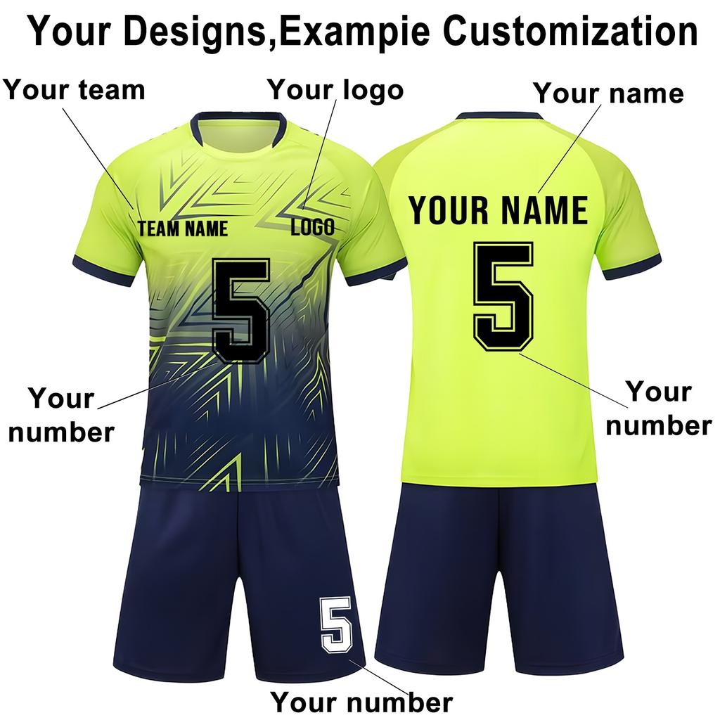 Men Soccer Jersey Set Short Sleeve Shirt and Shorts with Socks Breathable Quick Dry Lightweight Athletic Uniform Kit for Training Match Sportswear