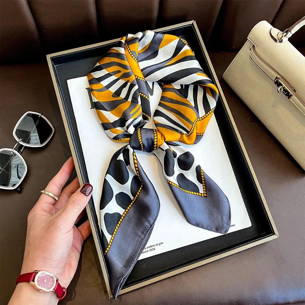 Fashion Luxury Brand 70cm Silk Feel Square Scarf Women Neck Tie Female Hair Bandana Headkerchief Shawl Wrap Hijab Echarpe