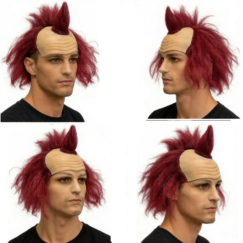 Punk Spiky Wig Headwear Cosplay Funny Fluffy Clown Bald Headpiece Mask Party Carnival Party Costume Props