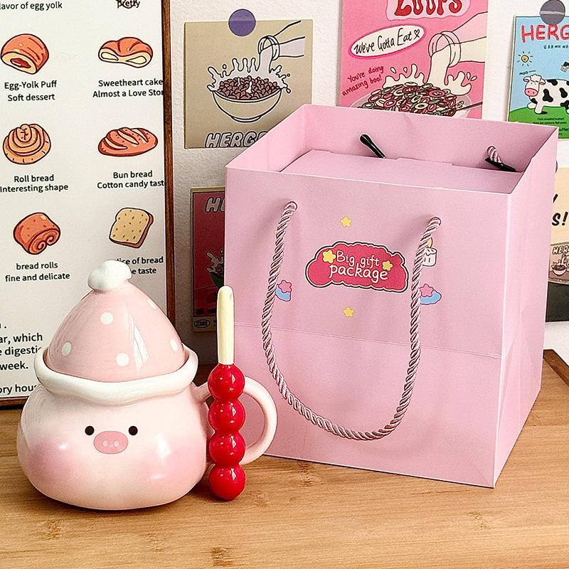 Cute Pig Cup Souvenir Mug Girl Water Cup Office Ceramic Cup with Lid Home Birthday Gift