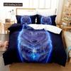 Boys Wolf Duvet Cover Set Queen Size, Boho Wolf Wildlife Animal Bedding Set Men Galaxy Dream Catcher Moon Polyester Quilt Cover