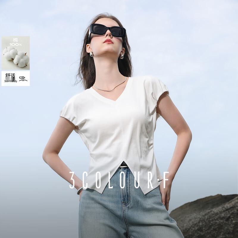 Sancai 2025 Summer V-Neck Cotton Short Sleeve T-Shirt XL 170/92A