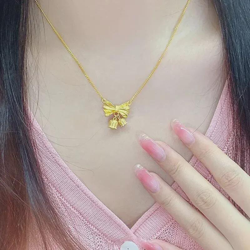 Elegante Collana Clavicola in Acciaio Titanio con Fiocco e Mughetto per Donna – Stile Principessa Romantico