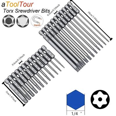 11PCS/12PCS Torx Hollow Screwdriver Flat Head Tamper Proof Security Drill Bit Set for Electric Drill  1/4" Hex Driver Bits