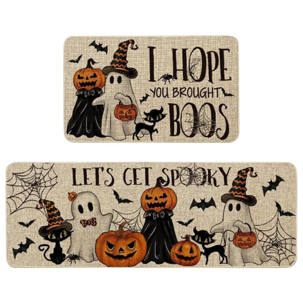 Halloween Ghosts And Horror Polka Dot Kitchen Rug 2-Piece Set, Fun Kitchen Mats, Suitable For Home Use
