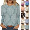 Women's Fashion Casual Long Sleeve Print Round Neck Pullover Top Blouse