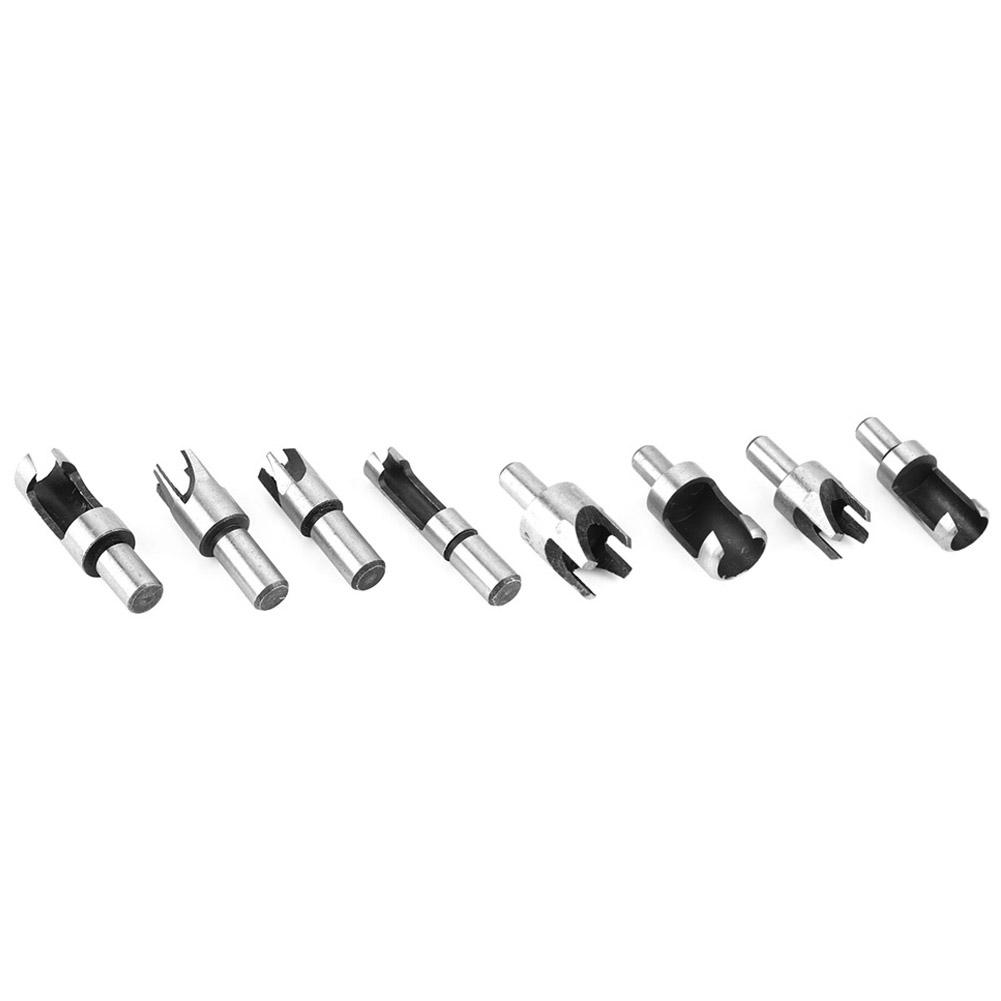 8pcs Carbon Steel Woodworking Hole Wood Plug Cutter Cutting Tool Drill Bit Set