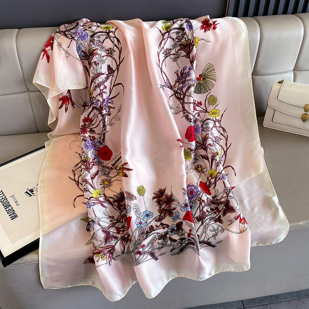 180*90cm Large Silk Satin Scarf Women Fashion Printed Scarf Spring And Summer Styles New Shawl Wrap Female Hand  NEW