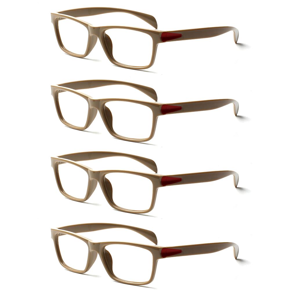 TUREZING 4 Pack Flexible Spring Hinge Women Men Magnifier Presbyopic Diopter Vintage Square Presbyopia Eyeglasses