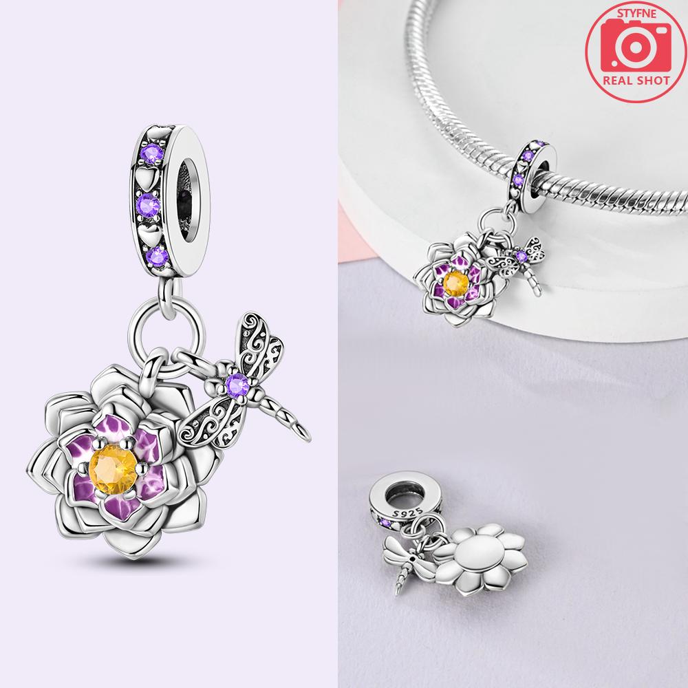 Original Luminous Firefly Wings Butterfly Pink Zircon Beads Charms Fit Copper Bracelet Women Diy Festival Gift Jewelry