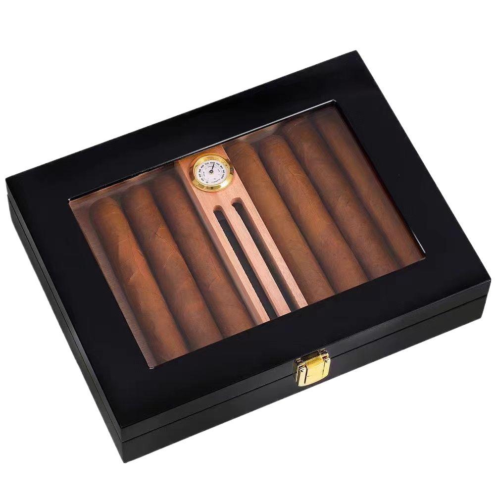Qie Long Portable Large Capacity Cedar Wood Cigar Humidor Box