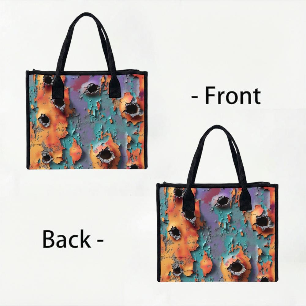 Vintage Grunge Art Tote Bag Durable Casual Daily Handbag for Women Fashion Trendy Large Capacity Shoulder Bag for Shopping Outdoor Travel