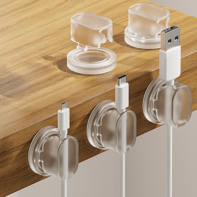 

5/10PCS Transparent Phone Cable Clips Under Desk Cord Holder Wire Smooth Management Keeper Office Kitchen Cable Organizer