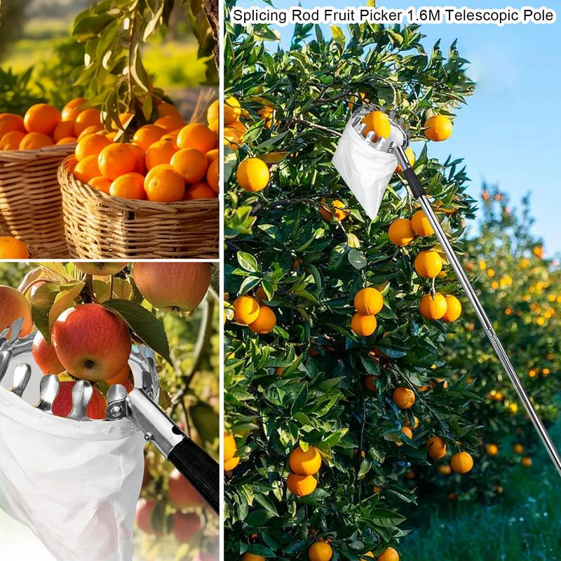 Teleskopischer Obstpflücker Verstellbarer Obstpflücker Mit Teleskopgriff Edelstahl Verstellbarer Greifer Reichwerkzeug Für
