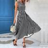 Women's Dress Casual Round Neck Striped Sleeveless Dress
